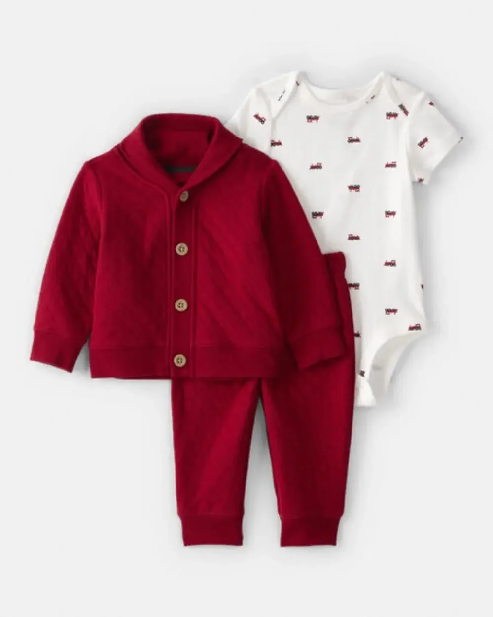 NEW! Carter’s 6M Baby Boy 3PC Quilted Cardigan Outfit Set Red